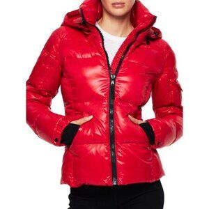 S13 NYC Quilted Down Puffer Coat Removable Hood Red Winter Ski Jacket Medium